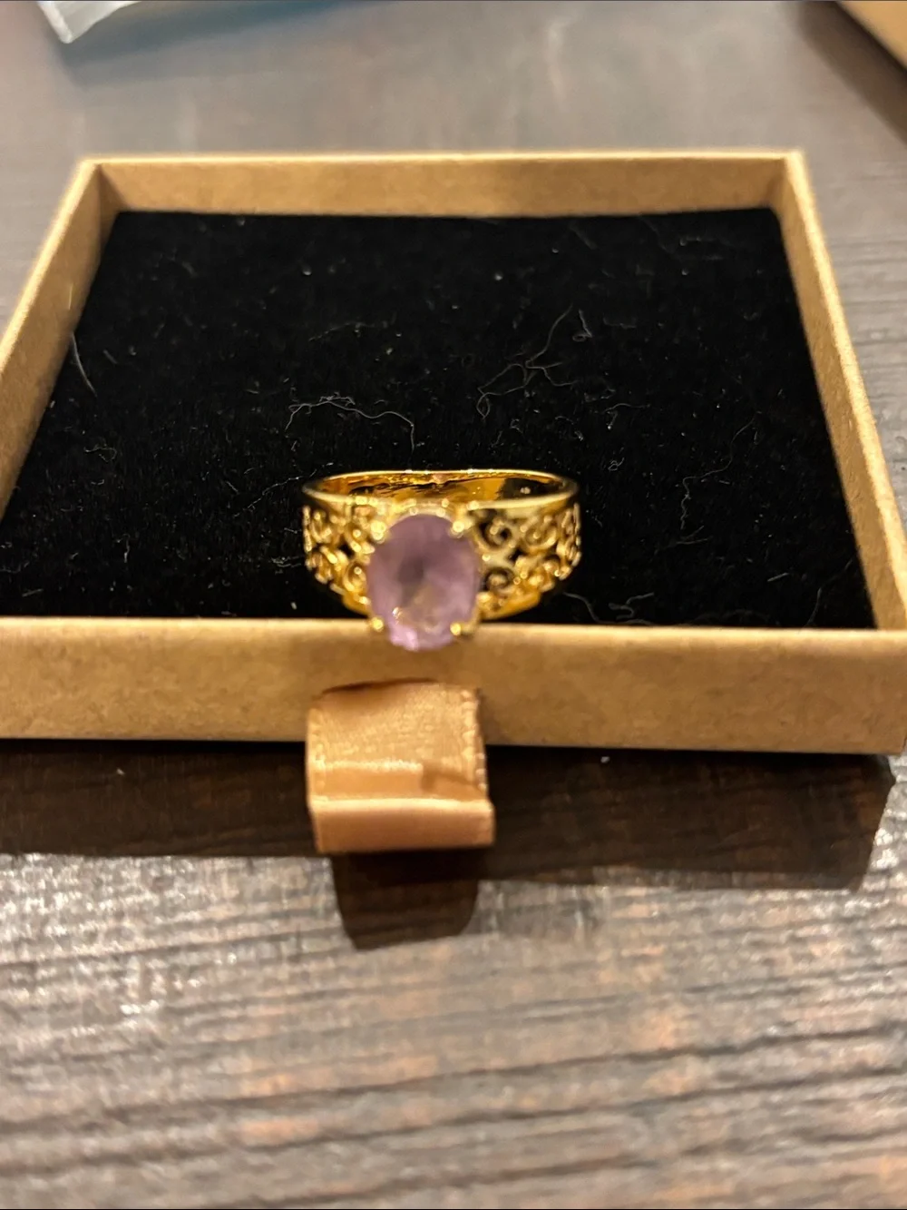 ntage Gold Vermeil Amethyst Filigree Ring 925 Sterling Silver Cocktail- Size 9